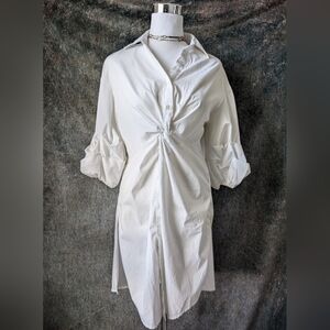 Modern Cover up Tunic Ruched Button down Shirt Dress
